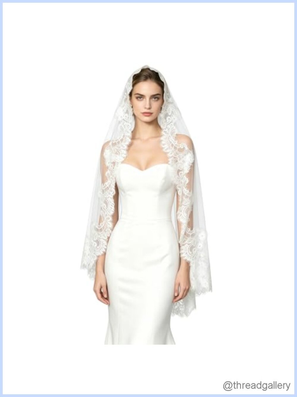 Lace Bridal Veil Fingertip Length With Comb Tulle Wedding Veil